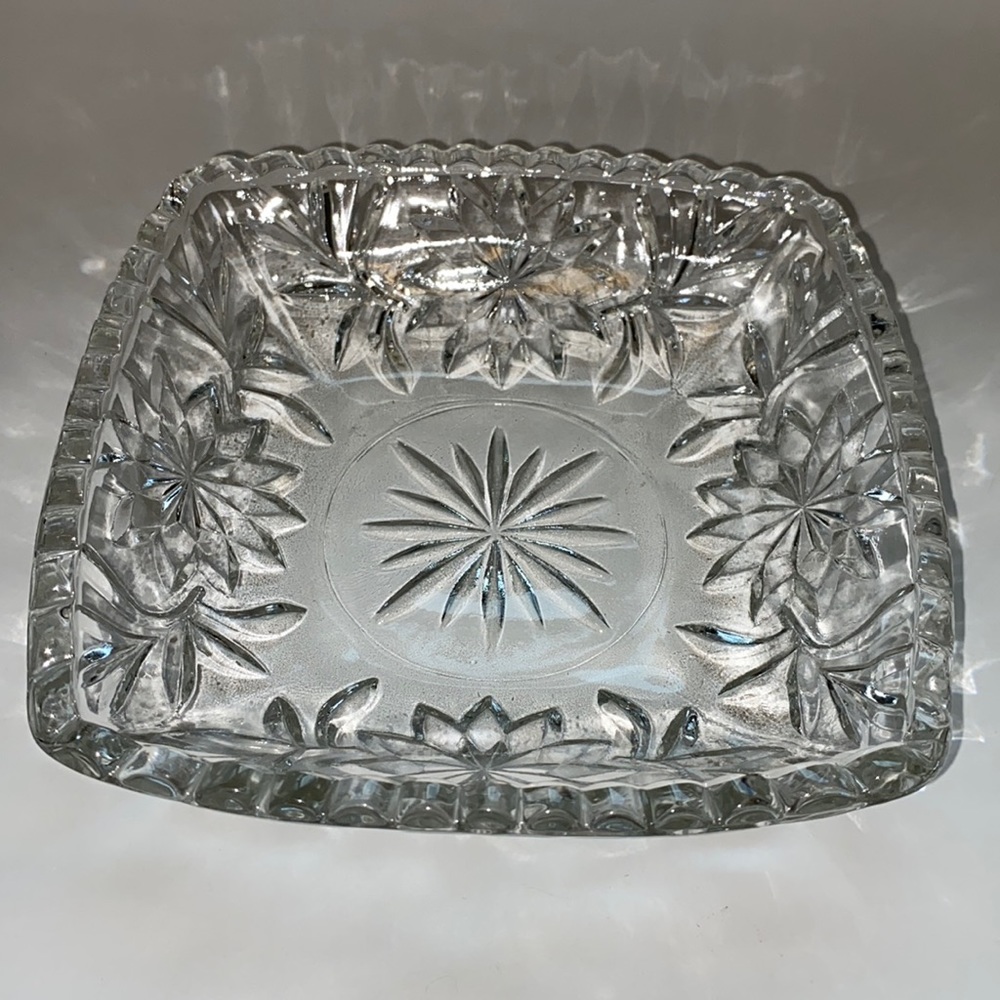 Early American Pressed Glass Square Dish